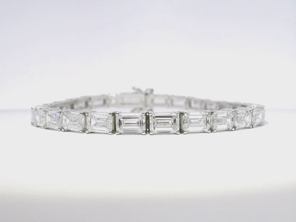 19.19CT Emerald Cut Lab Diamond Bracelet 14k White Gold