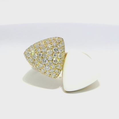 0.99CT Diamond Ring with White Agate 14k Yellow Gold