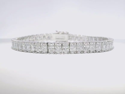 11.87CT Emerald Cut Lab Diamond Tennis Bracelet 14K White Gold