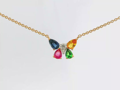 0.07CT Diamond 0.92CT Mixed Sapphire 14k Rose Gold Pendant