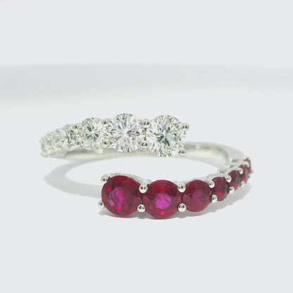 0.74CT Diamond 0.92CT Ruby Ring 18k White Gold