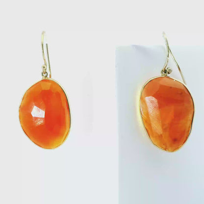 Carnelian Stone 14k Yellow Gold Earring