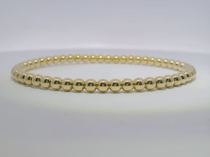 Plain Gold Beads Stretch Bangle 18k Yellow Gold