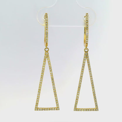 0.42CT  Diamond  14k Yellow Gold Earring
