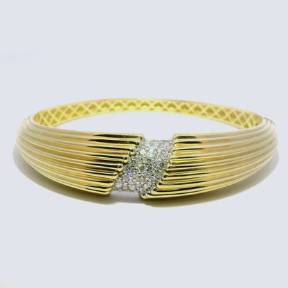 1.30CT Diamond Bangle 14k Yellow Gold