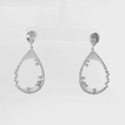 1.09CT Diamond Earrings 14k White Gold