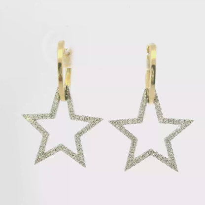 0.31CT Diamond  Star Earring 18k Yellow Gold