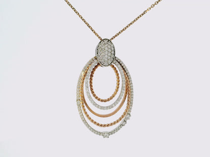 0.80 CT Diamond Multi-Layered Pendant Mixed 14K Gold