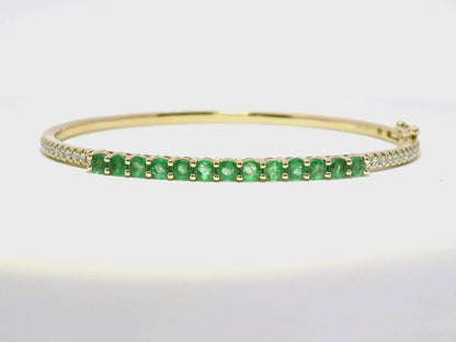 0.26CT Diamond 1.31CT Emerald Cut Bangle 14k Yellow Gold