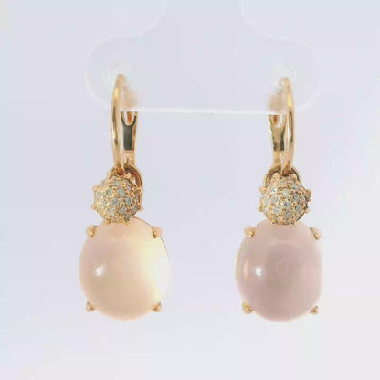 0.20CT Diamond with Pink Quartz 14k Rose Gold Earring