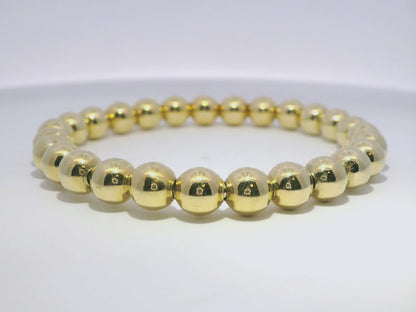 Plain Beaded 14k Yellow Gold Bangle