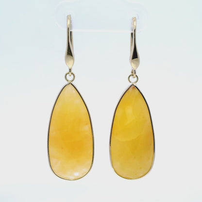 Plain Yellow Jasper Earring 14k Yellow Gold