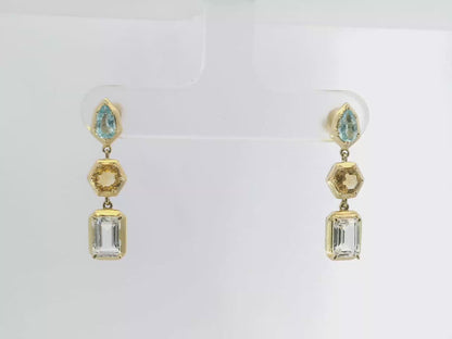 Topaz Citrine & Peridot 14k Yellow Gold Earring