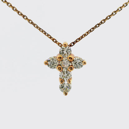 0.80CT Diamond Cross Pendant 14k Rose Gold