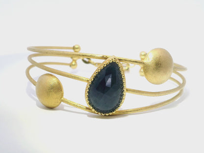 Blue Sapphire Fashion Bangle 14k Yellow Gold