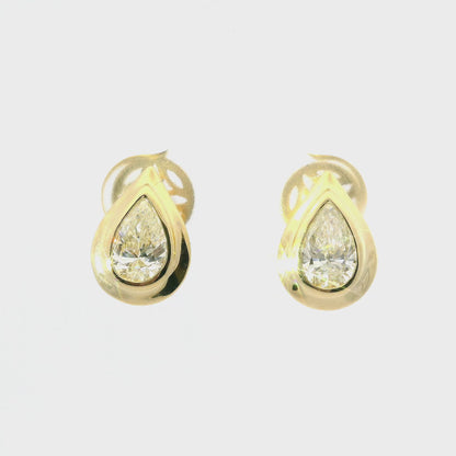 1.45CT Lab Diamond Pear Shape Earring 14k Yellow Gold