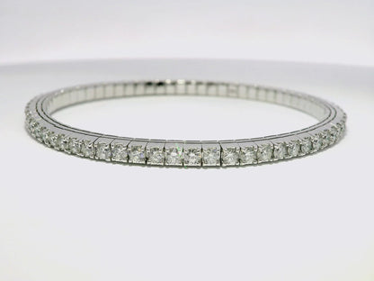 3.84CT Diamond Stretch Bangle 14k White Gold