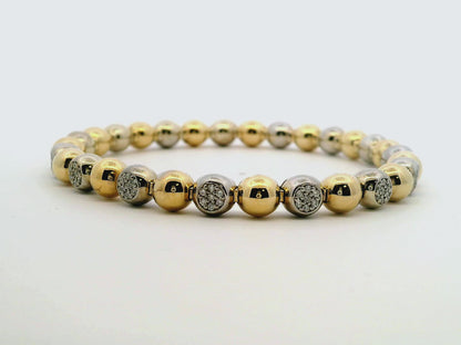 0.74CT Diamond Bangle 14k Two Tone White & Yellow Gold