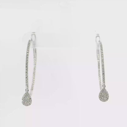 0.71CT Diamond Hoop Earrings 14k White Gold