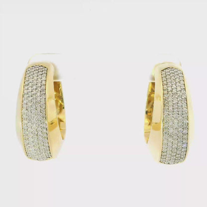 3.19CT Diamond Hoop 14k Yellow Gold Earring