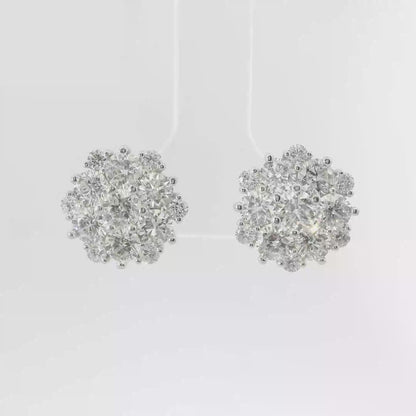 3.16CT Diamond  14k White Gold Earring