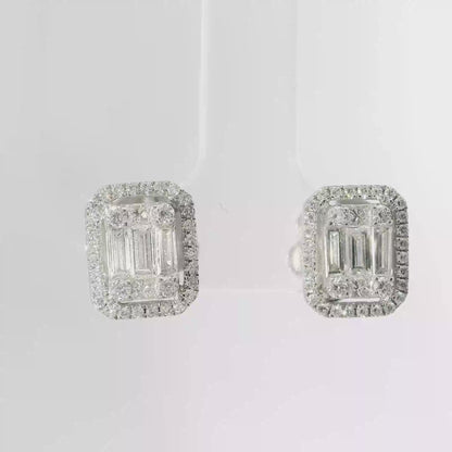 0.95CT Diamond  18k White Gold Earring