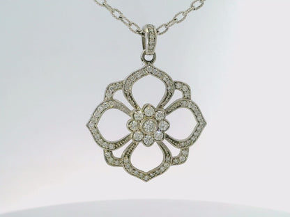 1.09CT Diamond Pendant 14k White Gold