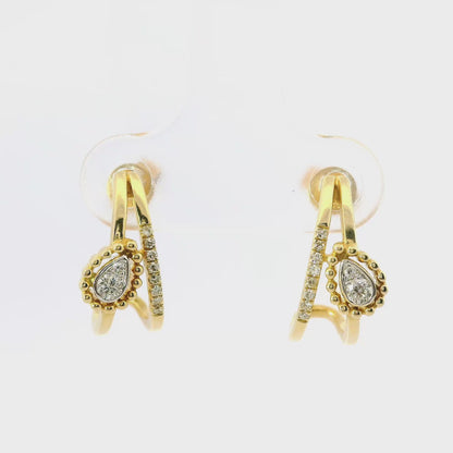 0.12CT Diamond 14k Yellow Gold Earring
