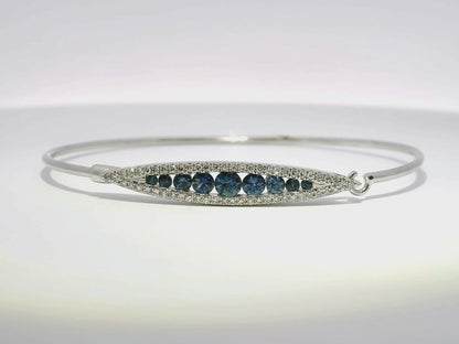 0.27CT Diamond 0.73Ct Blue Sapphire Diamond Bangle 14k White Gold