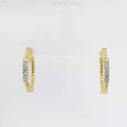 0.50CT Diamond Hoop Earrings 14k Yellow Gold