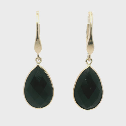 Black Onyx Hoop Earring 14k Gold