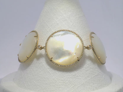 1.46CT Diamond with With MOP Bracelet 14k Rose Gold