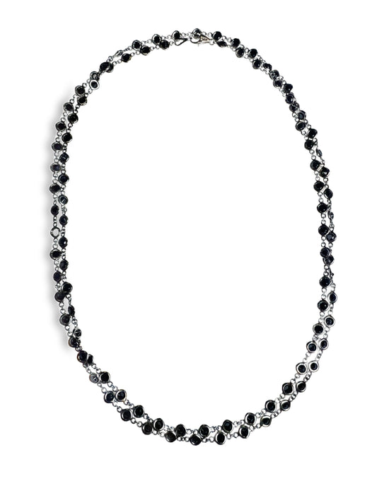 10.32CT Black Diamond Necklace 14k White Gold